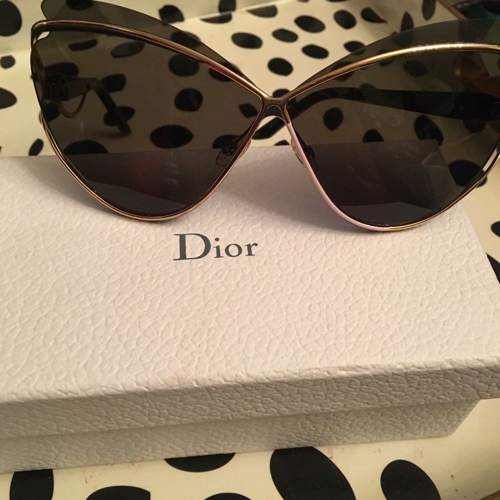 Christian Dior black & gold butterfly Sunglasses